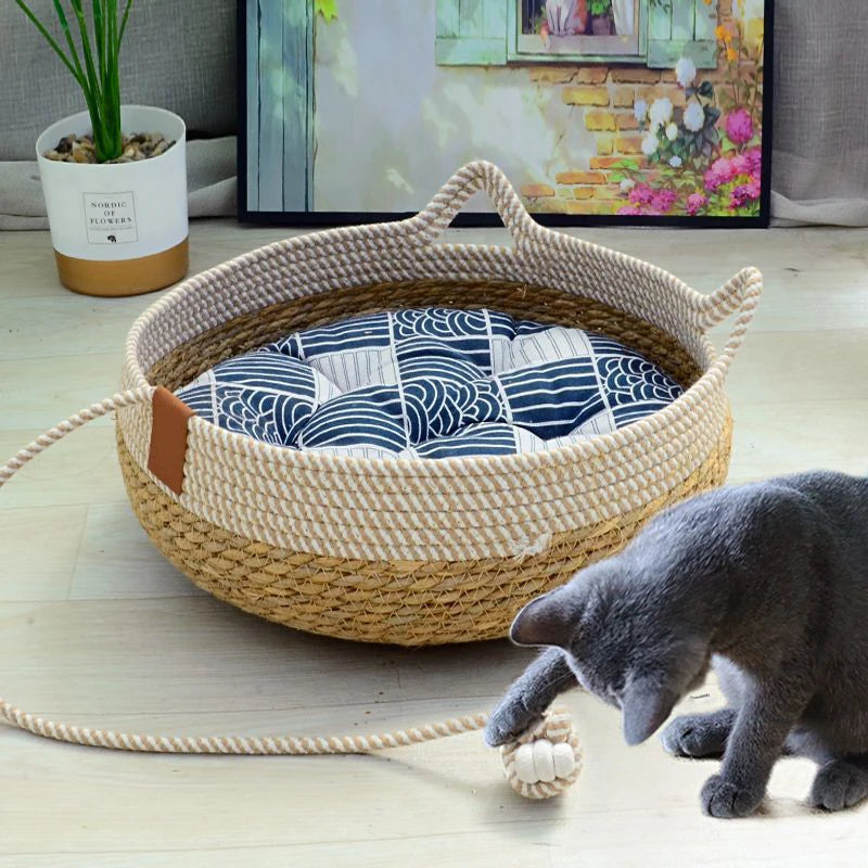 Cama para Gato Artesanal de Bambu c/ Sisal